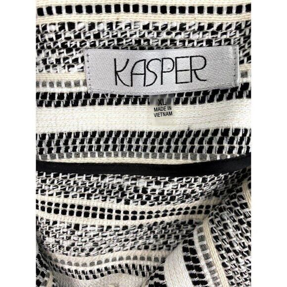 Kasper Blazer Jacket XL Black White Tweed Open - Picture 7 of 8